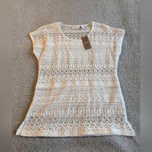 Chico's Ivory Crochet Blouse Size Small (0)